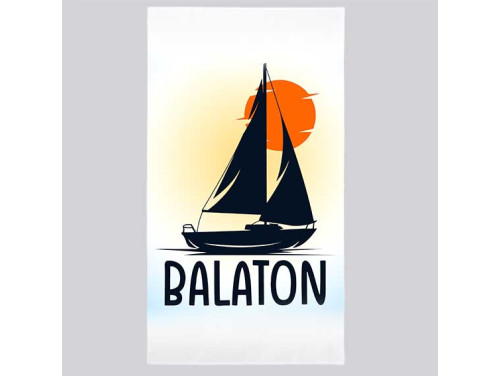 (MT034) Balaton Mintás Törölköző - Strandtörölköző - Balaton - Vitorlás - Balatonos Ajándék - Balaton Souvenir
