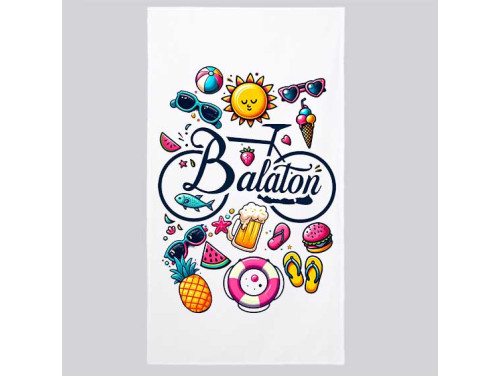 (MT036) Balaton Mintás Törölköző - Strandtörölköző - Balaton Bringa - Balatonos Ajándék - Balaton Souvenir - Ajándék Biciklisnek