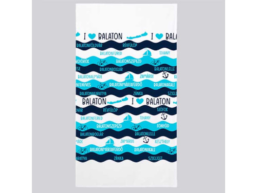 (MT037) Balaton Mintás Törölköző - Strandtörölköző - I love Balaton - Balatonos Ajándék - Balaton Souvenir