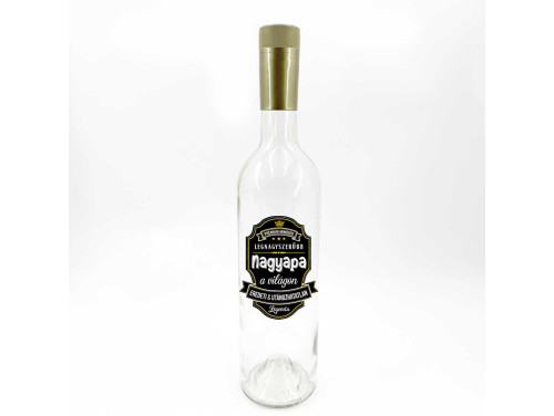 (BUA110) Borosüveg Arany Kupakkal - 750 ml - Legnagyszerűbb Nagyapa felirattal - Átlátszó Boros palack - Ajándék Nagypapának