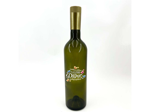(BUZ028) Borosüveg - 750 ml - A Legjobb Dadus felirattal - Zöld Boros Palack - Ajándék Dadusnak - Ajándék Pedagógusnapra
