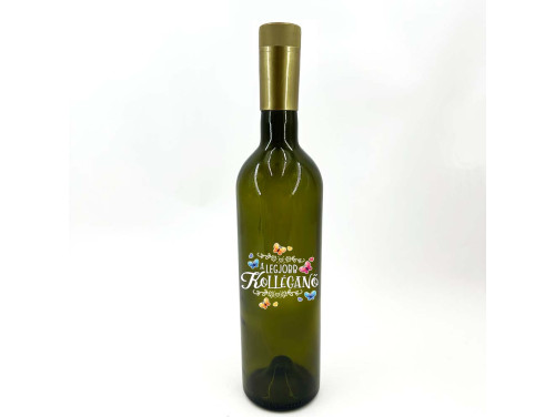 (BUZ030) Borosüveg - 750 ml - A Legjobb Kolléganő felirattal - Zöld Boros Palack - Ajándék Kolléganőnek