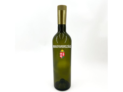 (BUZ155) Borosüveg - 750 ml - Magyarország - Címer - Zöld Boros Palack - Magyar Szurkolói Ajándék