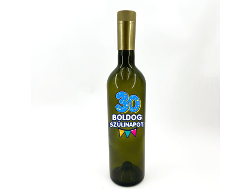 (BUZ169) Borosüveg - 750 ml - 30 Boldog Szülinapot - Zöld Boros Palack - Ajándék 30. Szülinapra - Vidám Szülinapi Ajándék