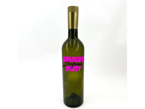 (BUZ176) Borosüveg - 750 ml - Absolut Lánybúcsú Party - Zöld Boros Palack - Ajándék Lánybúcsúra