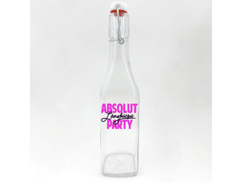 (CSU176) - Csatos Üveg - Szögletes - 500ml - Absolut Lánybúcsú Party Ajándék Lánybúcsúra - Lánybúcsú party kellék