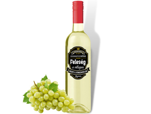 (BOF106) - Feliratos Bor- Fehér Száraz Bor - 750ml - Legnagyszerűbb Feleség - Ajándék Feleségnek