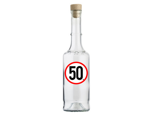 (PU048) - Pálinkás Üveg - 50 Karikás - Ajándék 50. Szülinapra