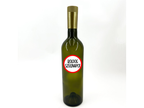 (BUZ052) Borosüveg - Zöld Boros Palack - 750 ml - Boldog Szülinapot karikás - Ajándék Szülinapra