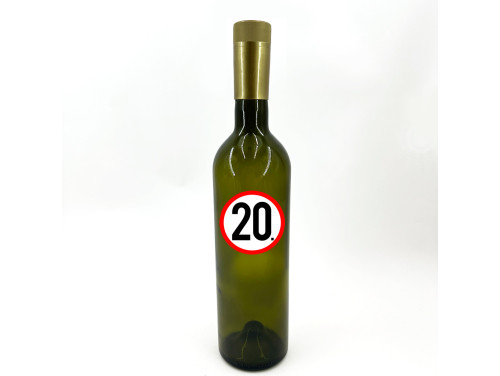 (BUZ045) Borosüveg - Zöld Boros Palack - 750 ml - 20 karikás - Ajándék 20. Szülinapra