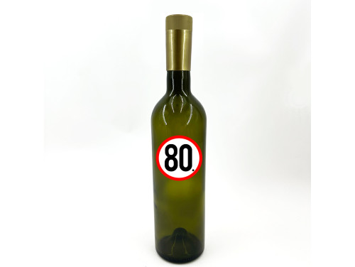 (BUZ051) Borosüveg - Zöld Boros Palack - 750 ml - 80 karikás - Ajándék 80. Szülinapra