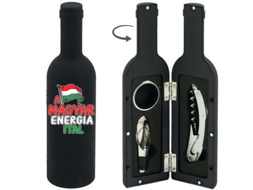 (BNY192) A Magyar energia ital felirattal - Bornyitó szett 3 darabos - Boros kiegészítő - Vicces Ajándék Ötlet