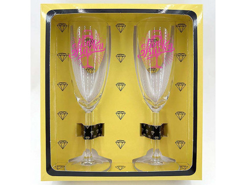 (PPP041) Lánybúcsú feliratos pohár mintával - Páros Pezsgőspohár Szett - Ajándék Lánybúcsúra - Lánybúcsús Party Kellék