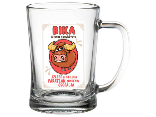 (SS261) Bika csillagjegy - Söröskorsó - 500 ml - Horoszkópos Ajándék Szülinapra