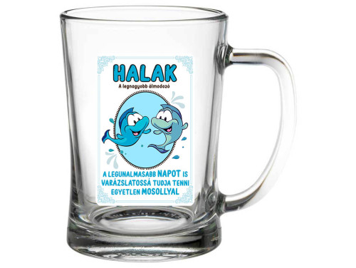 (SS271) Halak csillagjegy - Söröskorsó - 500 ml - Horoszkópos Ajándék Szülinapra