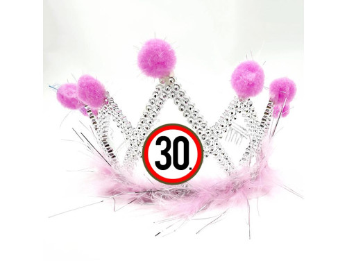 (TIA040) 30 Karikás - Tiara - Pink - Ajándék 30. Szülinapra - Születésnapi Party Kellék