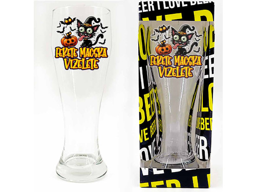 (SP318) Fekete macska vizelete - Söröspohár, 665 ml - Halloween Party Kellék