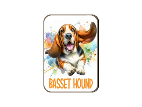 (FH007) Basset Hound - Fa Hűtőmágnes - Kutyás Ajándékok - Kutyás Hűtőmágnes - Ajándék Kutyatulajdonosoknak