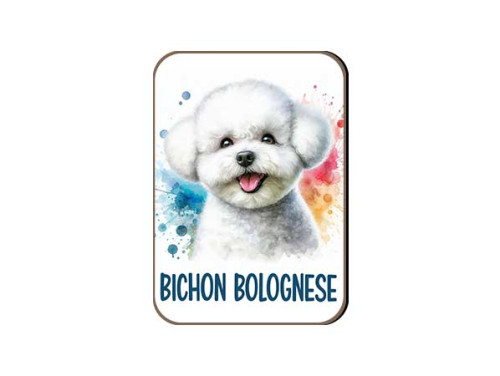 (FH011) Bichon Bolognese - Fa Hűtőmágnes - Kutyás Ajándékok - Kutyás Hűtőmágnes - Ajándék Kutyatulajdonosoknak