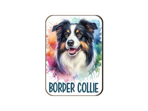 (FH014) Border Collie barnás - Fa Hűtőmágnes - Kutyás Ajándékok - Kutyás Hűtőmágnes - Ajándék Kutyatulajdonosoknak