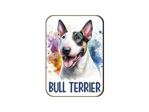 (FH017) Bull Terrier - Fa Hűtőmágnes - Kutyás Ajándékok - Kutyás Hűtőmágnes - Ajándék Kutyatulajdonosoknak