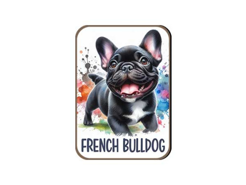 (FH030) French Bulldog fekete - Fa Hűtőmágnes - Kutyás Ajándékok - Kutyás Hűtőmágnes - Ajándék Kutyatulajdonosoknak