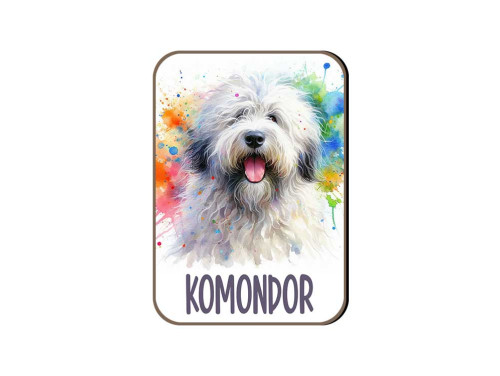 (FH036) Komondor - Fa Hűtőmágnes - Kutyás Ajándékok - Kutyás Hűtőmágnes - Ajándék Kutyatulajdonosoknak