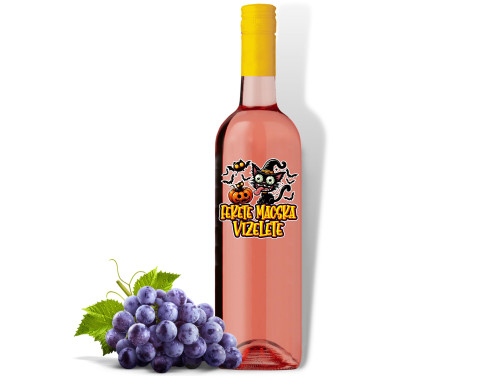 (BOR318) Fekete macska vizelete - Feliratos Bor - Rozé Száraz Bor, 750ml - Halloween-i bor - Halloween Party