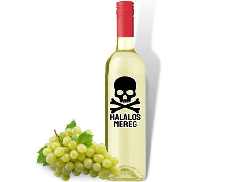 (BOF329) Halálos méreg - Feliratos Bor - Fehér Száraz Bor, 750ml - Halloween-i bor - Halloween Kellék