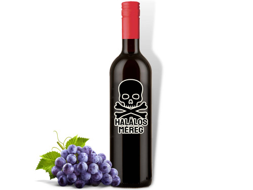 (BOV329) Halálos méreg - Feliratos Bor - Vörös Száraz Bor, 750ml - Halloween-i bor - Halloween Kellék