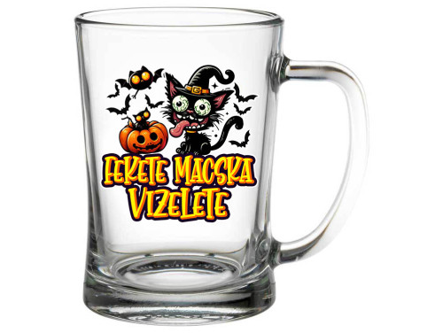 (SS318) Fekete macska vizelete - Söröskorsó - 500 ml - Halloweeni söröskorsó - Halloween Kellék