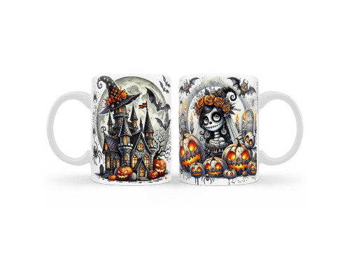 (B1257) Halloween Bögre, 3 dl - Halloweeni Halott Mennyasszony - Halloween Dekoráció