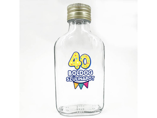 (LPU170) 40 Boldog Szülinapot - Laposüveg 100 ml - Ajándék 40. Szülinapra - Vidám Szülinapi Ajándék