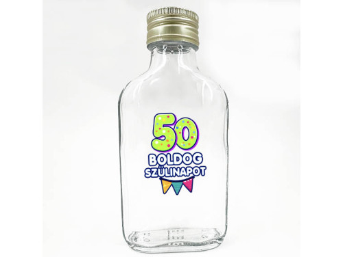 (LPU171) 50 Boldog Szülinapot - Laposüveg 100 ml - Ajándék 50. Szülinapra - Vidám Szülinapi Ajándék