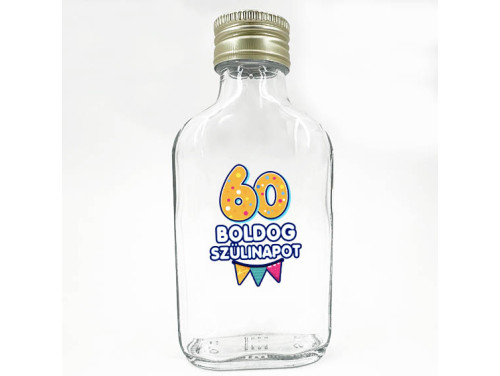 (LPU172) 60 Boldog Szülinapot - Laposüveg 100 ml - Ajándék 60. Szülinapra - Vidám Szülinapi Ajándék