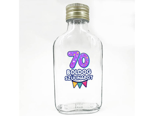 (LPU173) 70 Boldog Szülinapot - Laposüveg 100 ml - Ajándék 70. Szülinapra - Vidám Szülinapi Ajándék