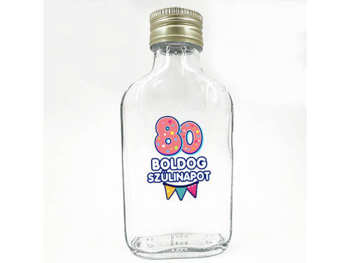 (LPU174) 80 Boldog Szülinapot - Laposüveg 100 ml - Ajándék 80. Szülinapra - Vidám Szülinapi Ajándék