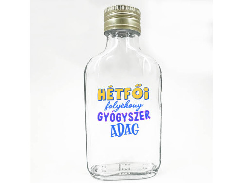 (LPU186) Hétfői folyékony gyógyszer adag - Laposüveg 100 ml - Vicces Ajándék