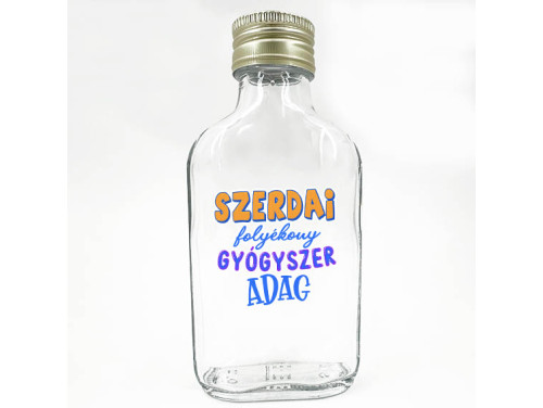 (LPU280) Szerdai folyékony gyógyszer adag - Laposüveg 100 ml - Vicces Ajándék