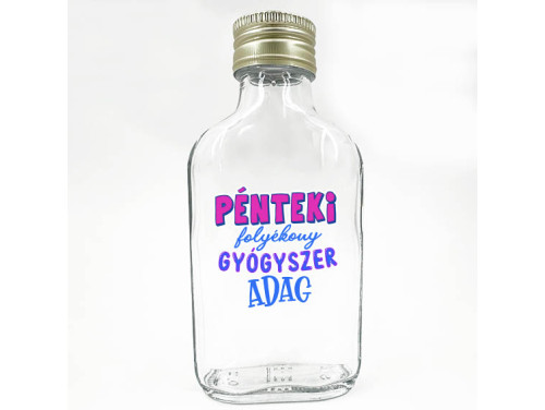 (LPU282) Pénteki folyékony gyógyszer adag - Laposüveg 100 ml - Vicces Ajándék