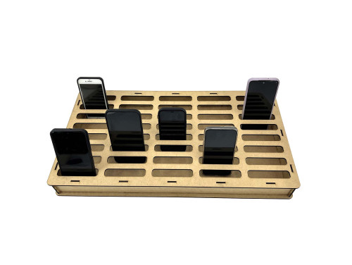 (FM001) Fa Mobiltelefon Rendező 40 Férőhelyes - Mobiltartó - Natúr Színű - Univerzális
