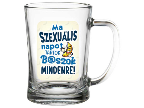 (SS1-098) Ma szexuális napot tartok - Söröskorsó - 500 ml - Vicces Ajándék Ötlet