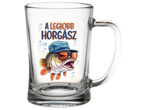 (SS1-100) A legjobb horgász - Söröskorsó - 500 ml - Ajándék Horgásznak