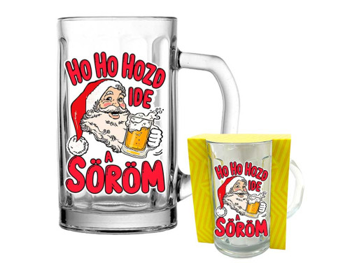 (VKNU373) Karácsonyi Söröskorsó - Ho Ho Hozd Ide A Söröm 500 ml - Karácsonyi Ajándék