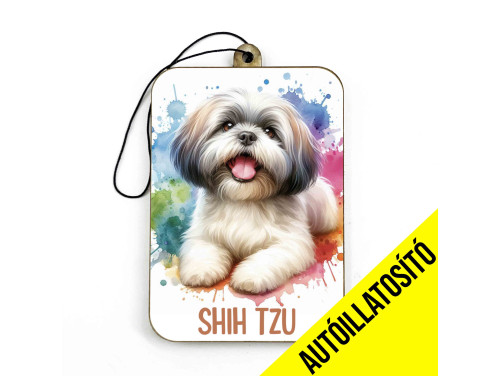 (ILL055) Világos Shih Tzu - Kutyás Autóillatosító - Autós Kiegészítő - Kutyás Ajándékok - Ajándék Kutyabarátoknak - Ajándék Kutyatulajdonosoknak