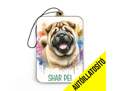 (ILL054) Shar Pei - Kutyás Autóillatosító - Autós Kiegészítő - Kutyás Ajándékok - Ajándék Kutyabarátoknak - Ajándék Kutyatulajdonosoknak