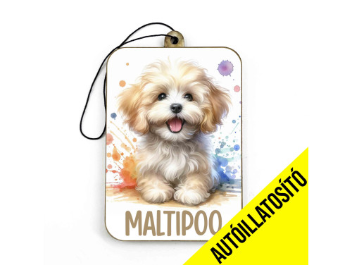 (ILL040) Világos Maltipoo - Kutyás Autóillatosító - Autós Kiegészítő - Kutyás Ajándékok - Ajándék Kutyabarátoknak - Ajándék Kutyatulajdonosoknak