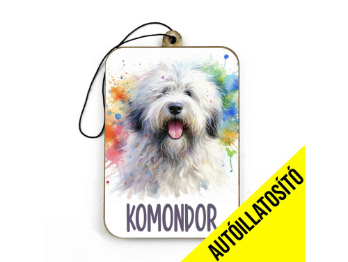 (ILL036) Komondor - Kutyás Autóillatosító - Autós Kiegészítő - Kutyás Ajándékok - Ajándék Kutyabarátoknak - Ajándék Kutyatulajdonosoknak