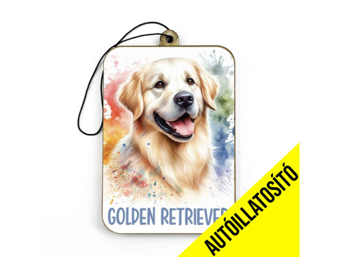 (ILL032) Golden Retriever - Kutyás Autóillatosító - Autós Kiegészítő - Kutyás Ajándékok - Ajándék Kutyabarátoknak - Ajándék Kutyatulajdonosoknak