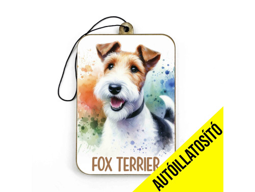 (ILL028) Fox Terrier - Kutyás Autóillatosító - Autós Kiegészítő - Kutyás Ajándékok - Ajándék Kutyabarátoknak - Ajándék Kutyatulajdonosoknak